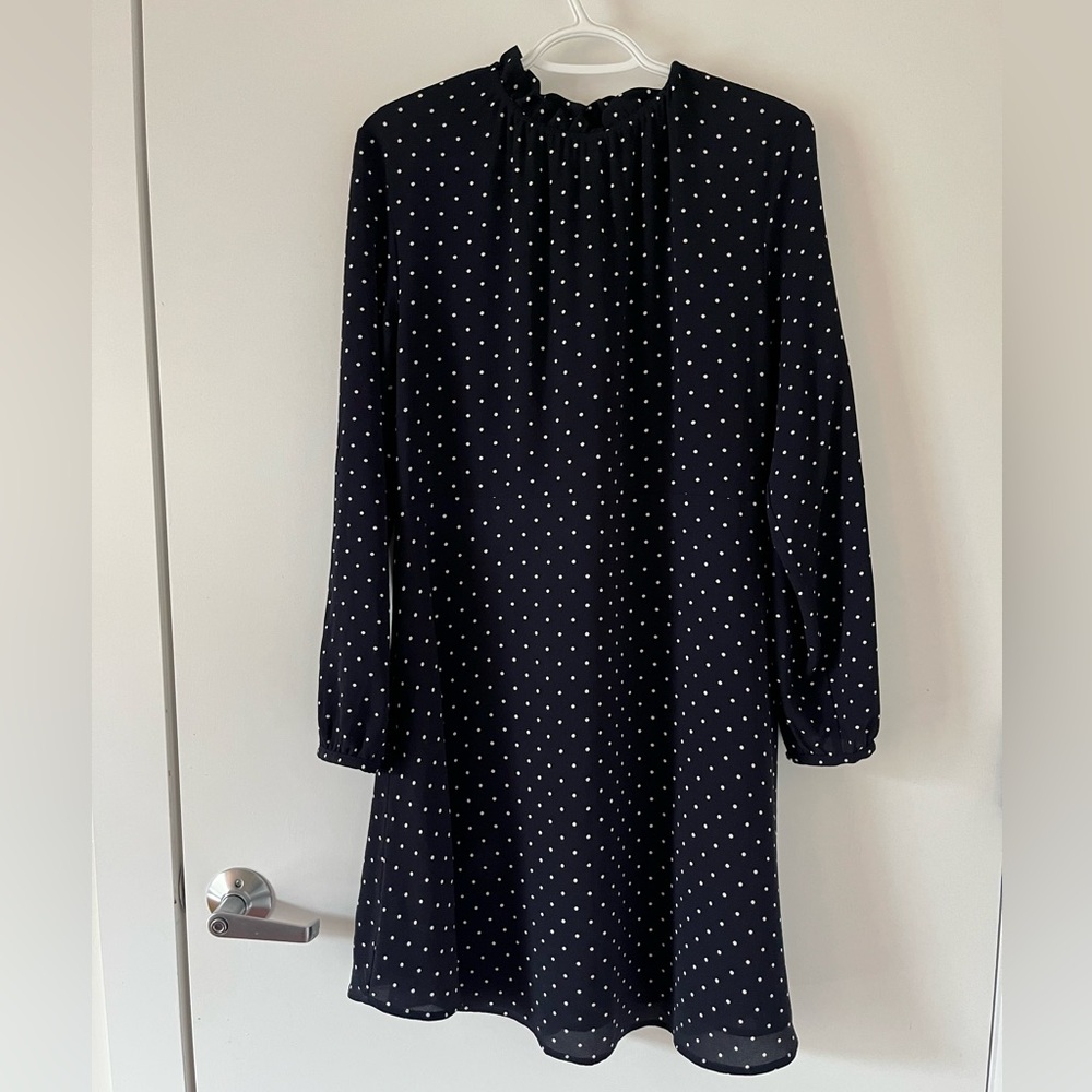H&M Navy/White Polka Dot Swing Dress
